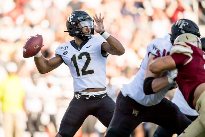 Jamie Newman loads up to deliver a strike downfield.